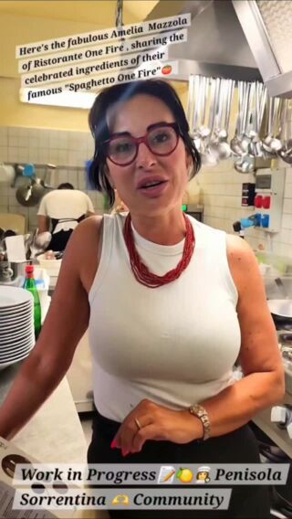 There are certain people who make a difference in a local food community and Amelia Mazzola of the celebrated @ristorantelatorreonefire  in Massa Lubrense on the Sorrento Peninsula is certainly one of them. Here's a clip of our work in progress 👩‍🍳🍋📝; the delicious savory ingredients in the recipe for their famed pasta dish, "Spaghetto One Fire" - humble, fresh, locally grown and artisinal ingredients that are essential in the local cuisine and across the Mediterranean 😋 🍅  #latorreonefire #AmeliaMazzola  #PenisolaSorrentina #slowfood #ouredibleitaly - Work in Progress 🫶💛 Community 🍋 🇮🇹